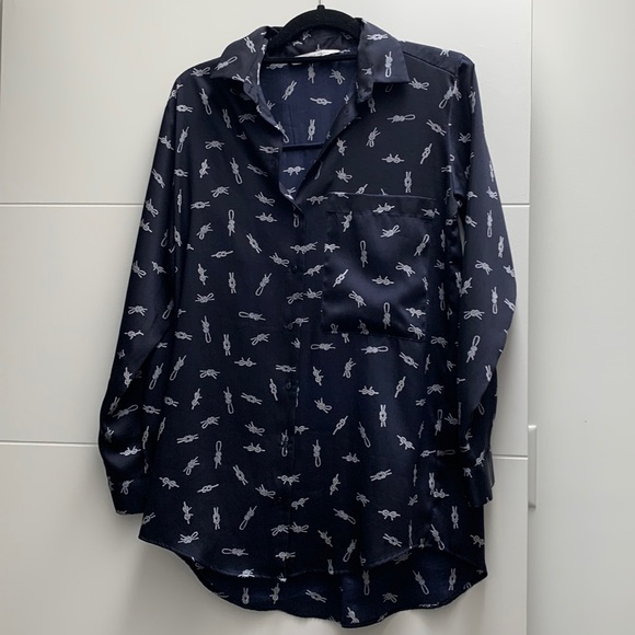 Zara Nautical Silk Like Blouse - Picture 1 of 4